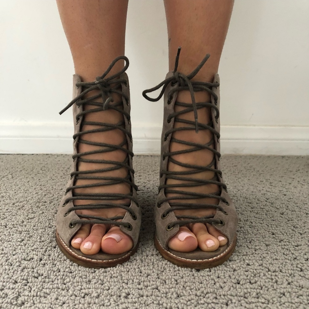 Jeffrey Campbell Cors Suede Lace Up Booties